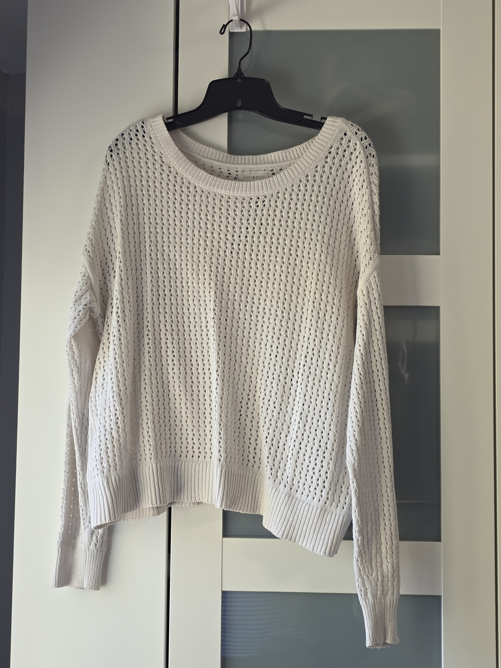 Lucky Brand Cream Open-Knit Crewneck Sweater